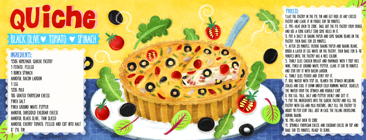 Black Olive, Tomato and Spinach Quiche by Liv Wan