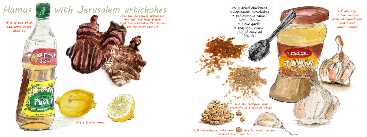 Humus and Jerusalem artichokes by Tim Soekkha