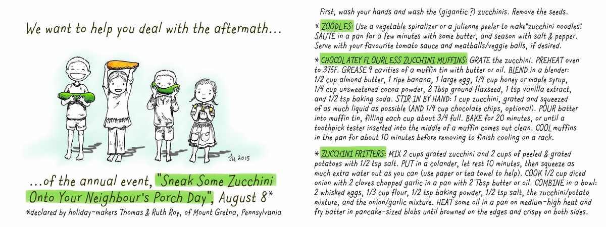 How to Deal with "Sneak Some Zucchini Onto Your Neighbour's Porch Day" by Lena Umezawa