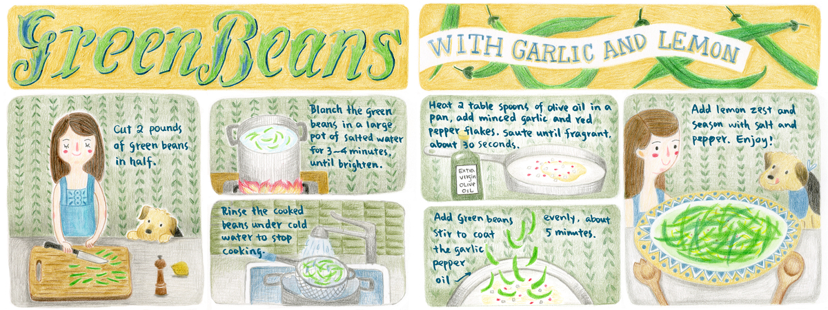Green Beans with Garlic and Lemon by Anais Lee