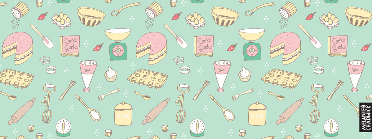 50s Baking Pattern Green by Mel Chadwick