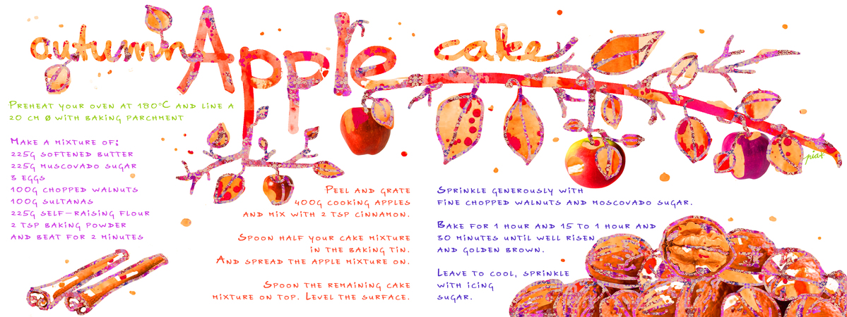 Autumn apple cake by Pia Dirks Illustrations