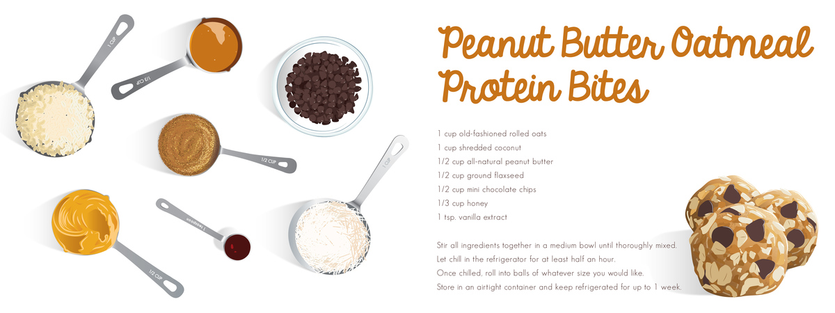 Peanut Butter Oatmeal Protein Bites by Amber Counihan