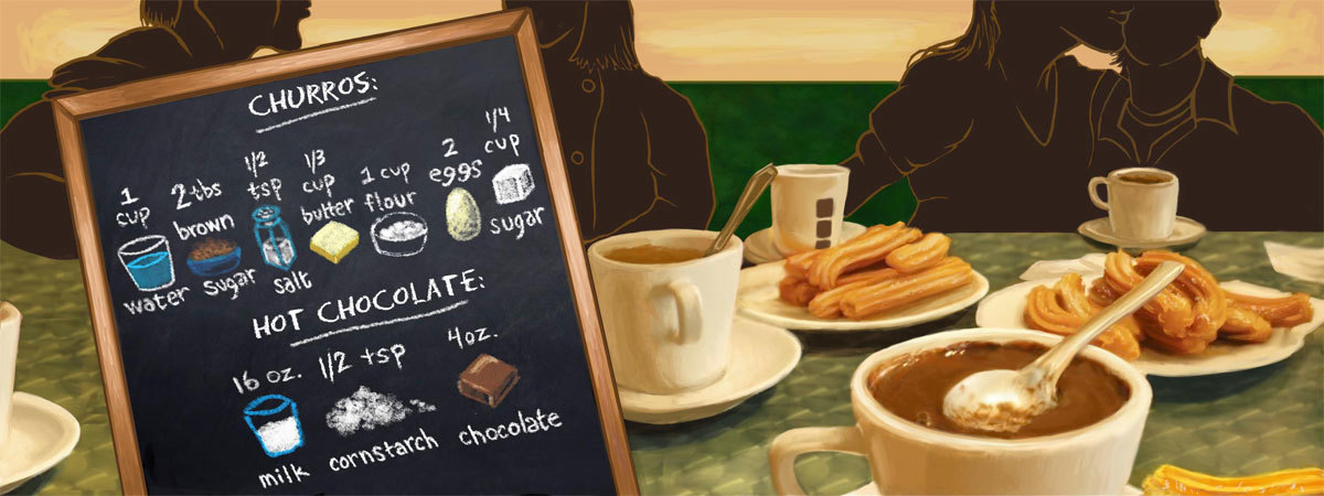 Churros and Spanish Hot Chocolate by Janelle Downey