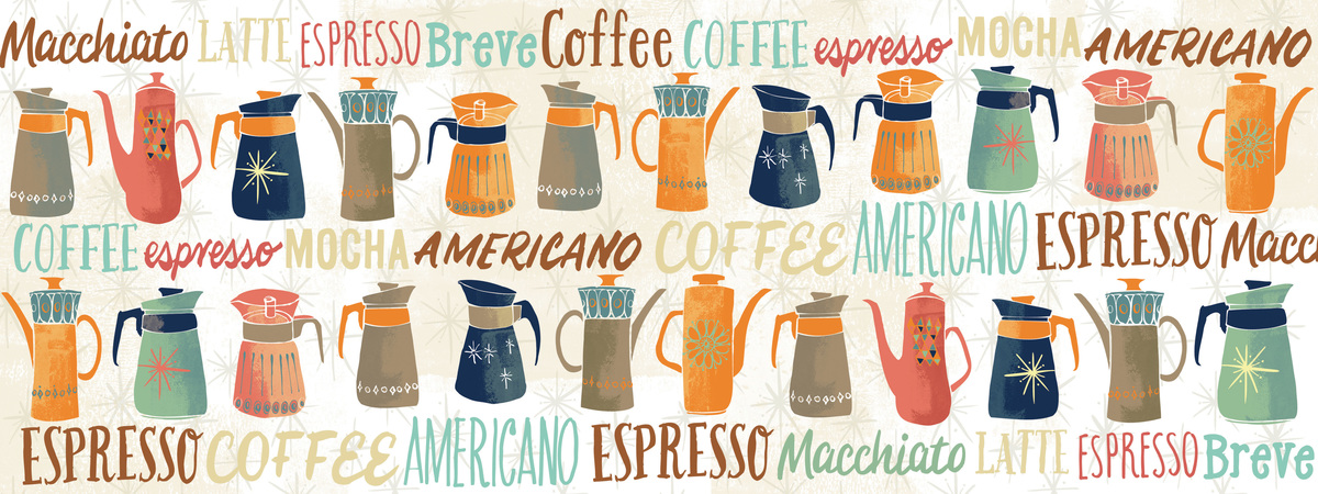Cool Retro Vibe Coffee Pattern by Ohn Mar Win