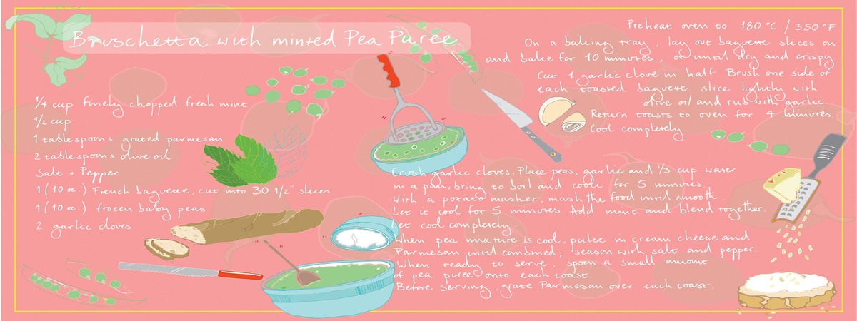 Bruschetta with minted pea puree by Jessie G Peasonearth jessieg 261115