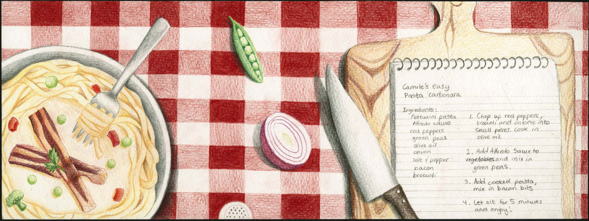 Easy Pasta Carbonara by Camile Maddow Foodillustration