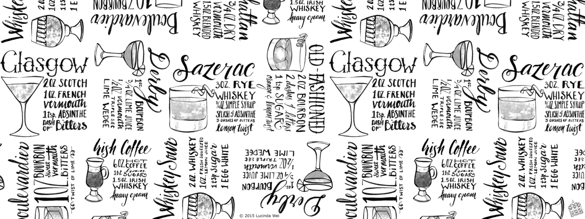 Whiskey Cocktails Pattern by Lucinda Wei