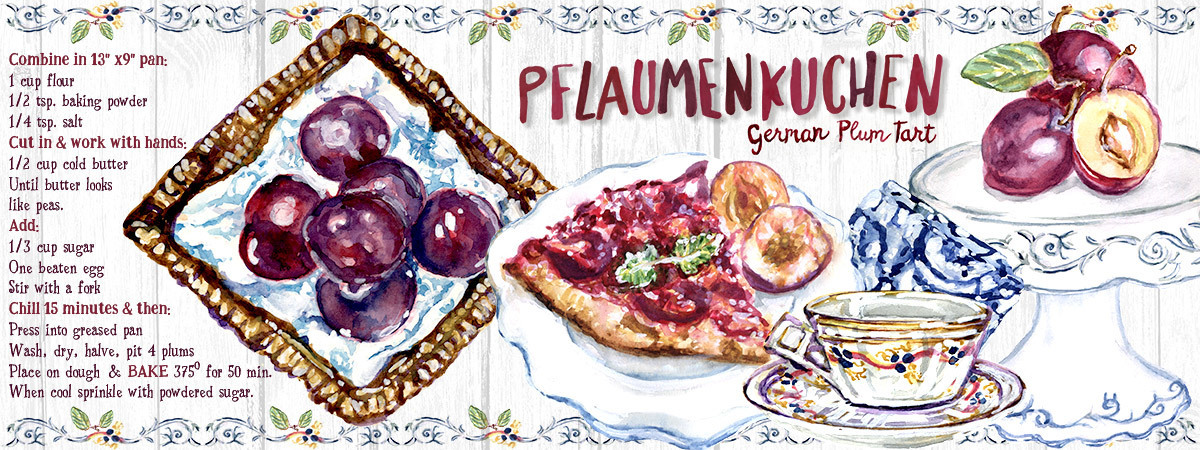 Pflaumenkuchen - German Plum Tart by Janet Rombough O'Neil