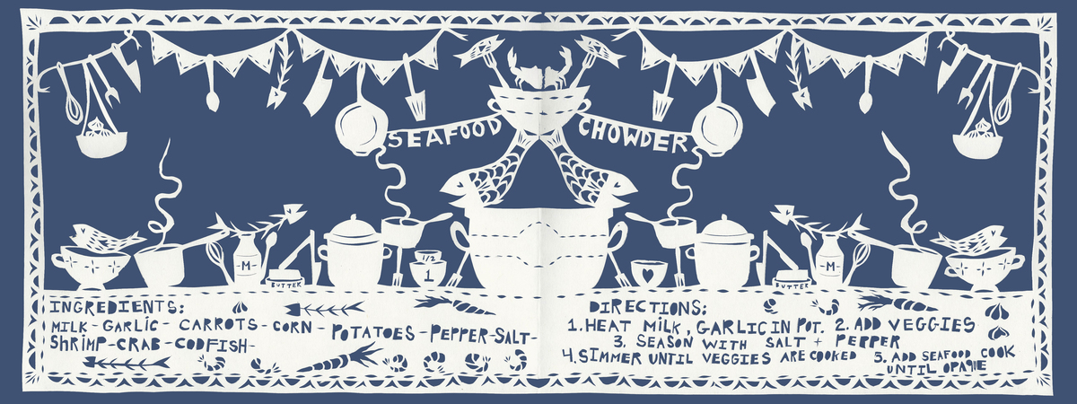 Seafood Chowder Papercut by Annie Howe Papercuts
