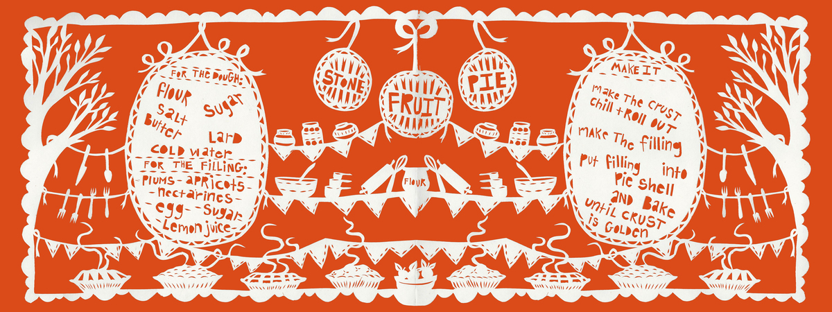 Stone Fruit Pie Papercut by Annie Howe Papercuts