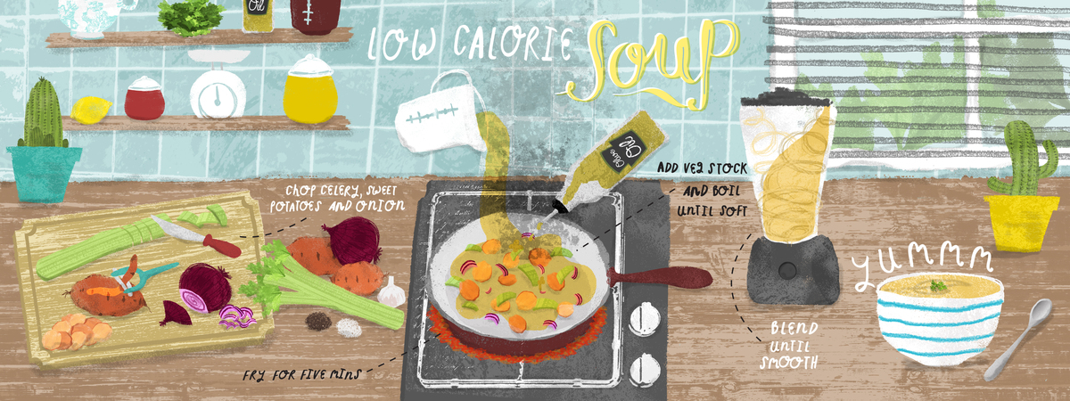 Low Calorie Celery & Sweet potato soup by illustrative sponge