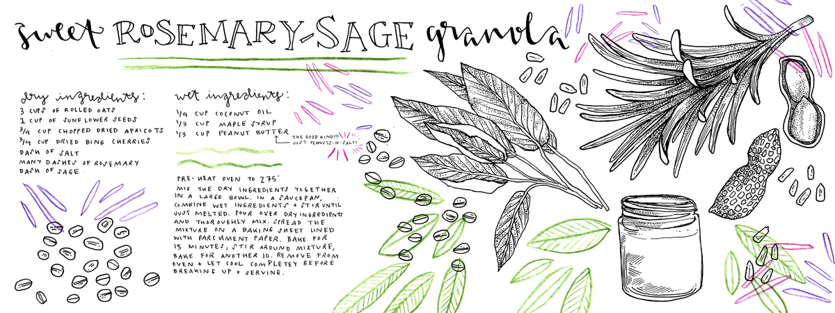 Sweet Rosemary-Sage Granola by Keara McGraw
