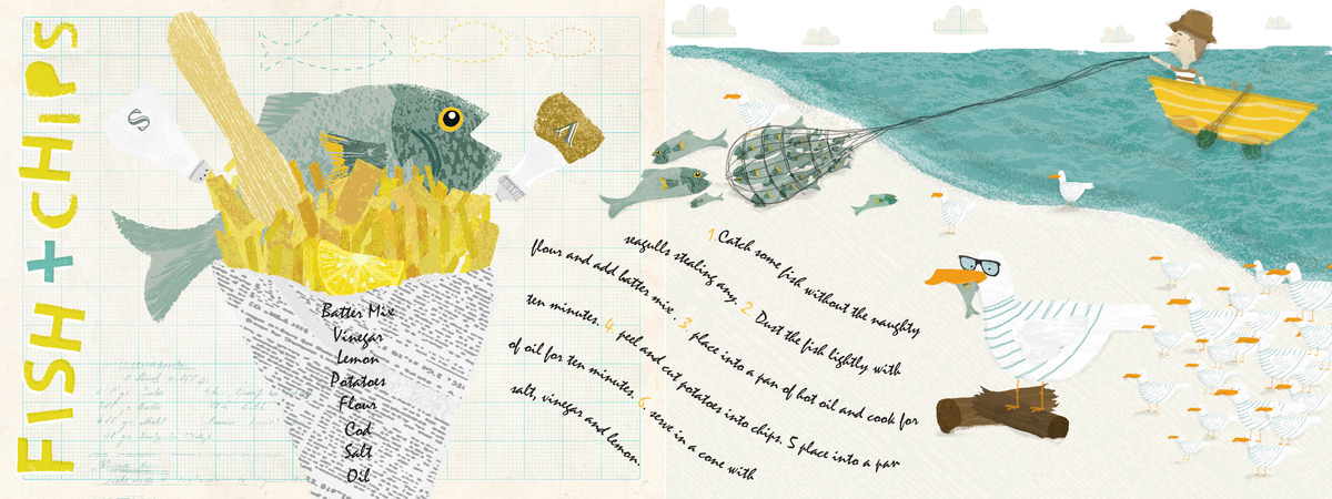 British Sea - Side Fish and chips by illustrative sponge