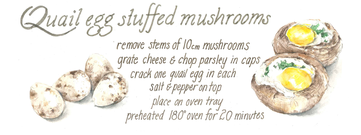 Quail egg stuffed mushroom by Alissa Duke