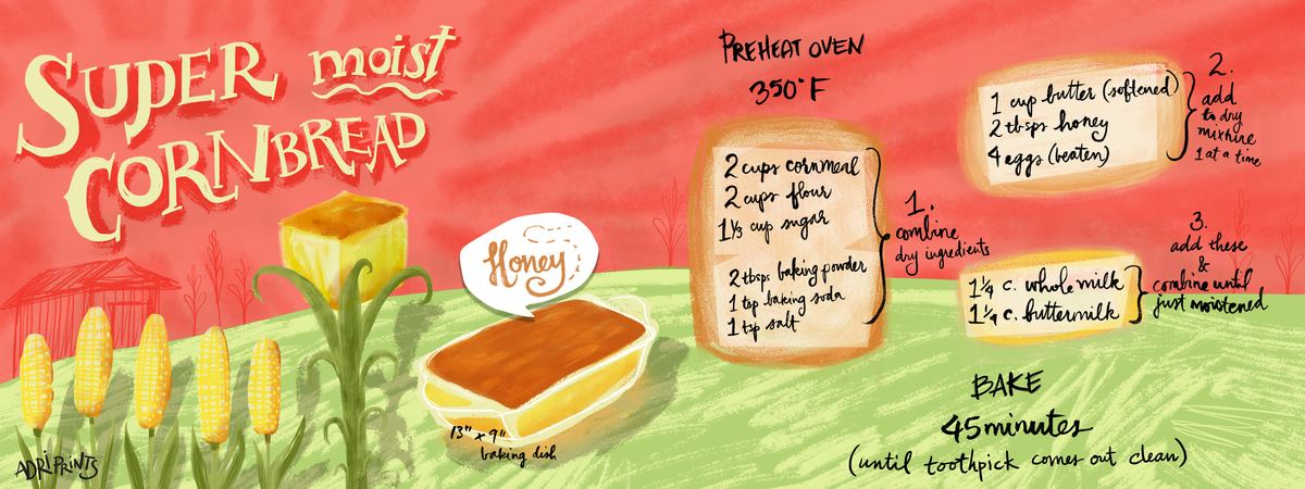 Super Moist Cornbread by Adriana Hernandez-Bergstrom (Adriprints)