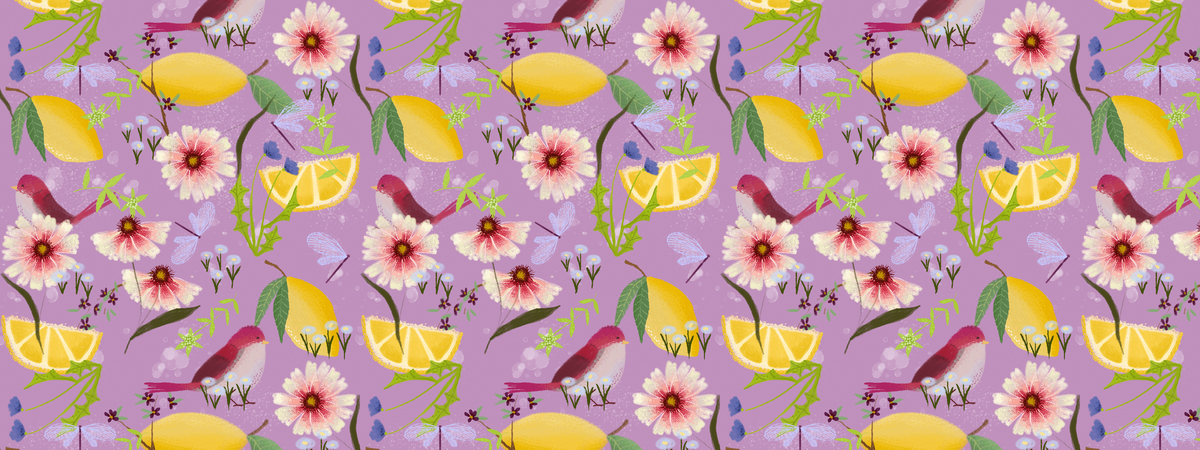 Lemons & Purple Finches by Joy Laforme