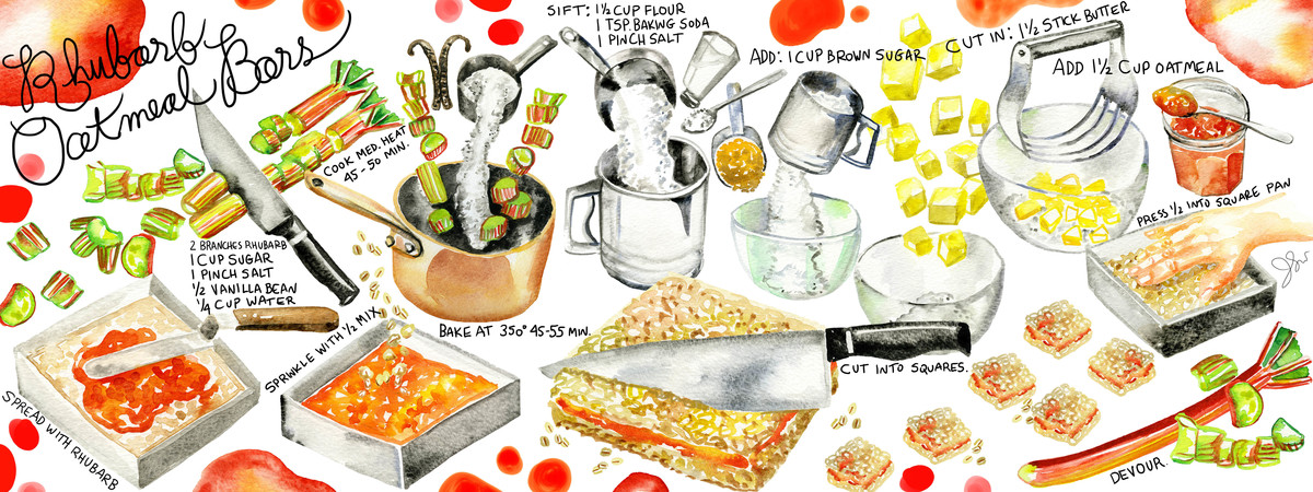 Rhubarb Oatmeal Bars: A Family Recipe by Jessie Kanelos Weiner
