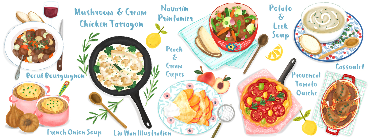 French Food Illustrations by Liv Wan