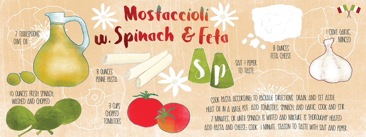 Mostaccioli w. Spinach & Feta by Courtney Beth Ckeller mostaccioli recipe