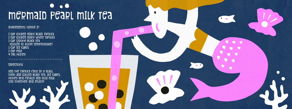 Mermaid Pearl Milk Tea by AW Illustrations