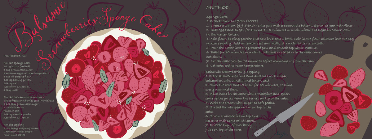 Balsamic Strawberry Sponge Cake by Chui-Jia Chin
