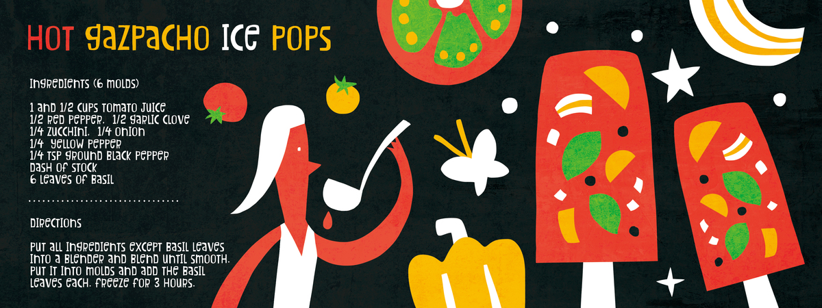 Hot Gazpacho Ice Pops by AW Illustrations