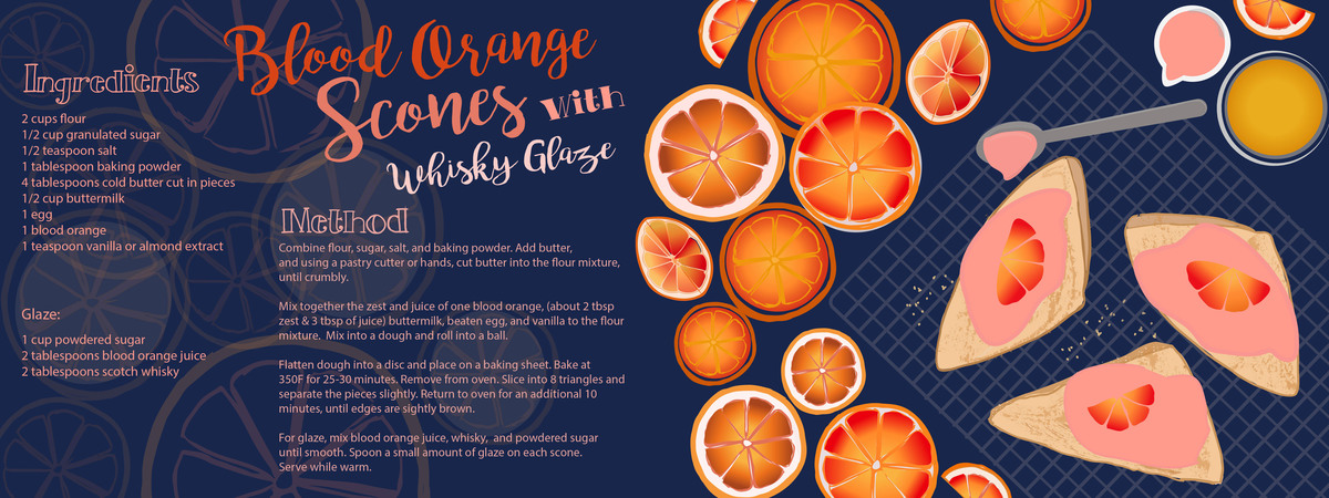 Blood Orange Scones with Whisky Glaze by Heather Shepherd
