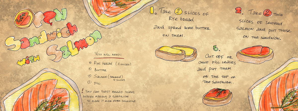 Open Sandwich with Salmon by Teya Saveleva