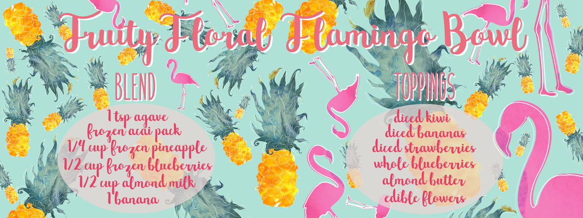 Fruity Floral Flamingo Bowl by Katlyn Mc Intire Mcintirek