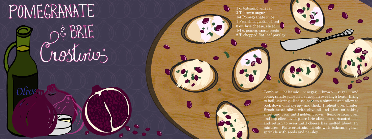 Pomegranate & Brie Crostini by Monica Stadalski