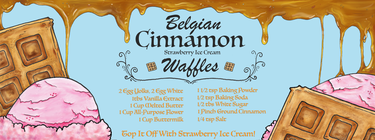 Belgian Cinnamon Strawberry Ice Cream Waffles by Raymond Rivera-bovo
