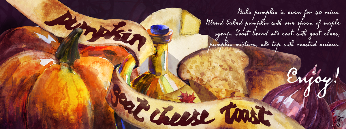 Pumpkin goat cheese toast by Katrin Sapranova