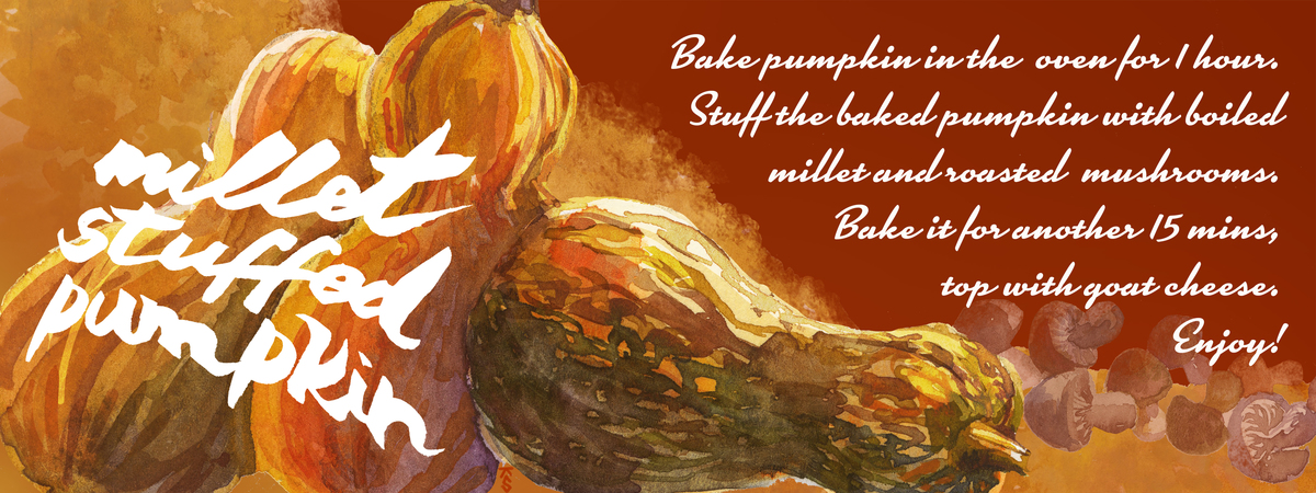 Millet stuffed pumpkin by Katrin Sapranova