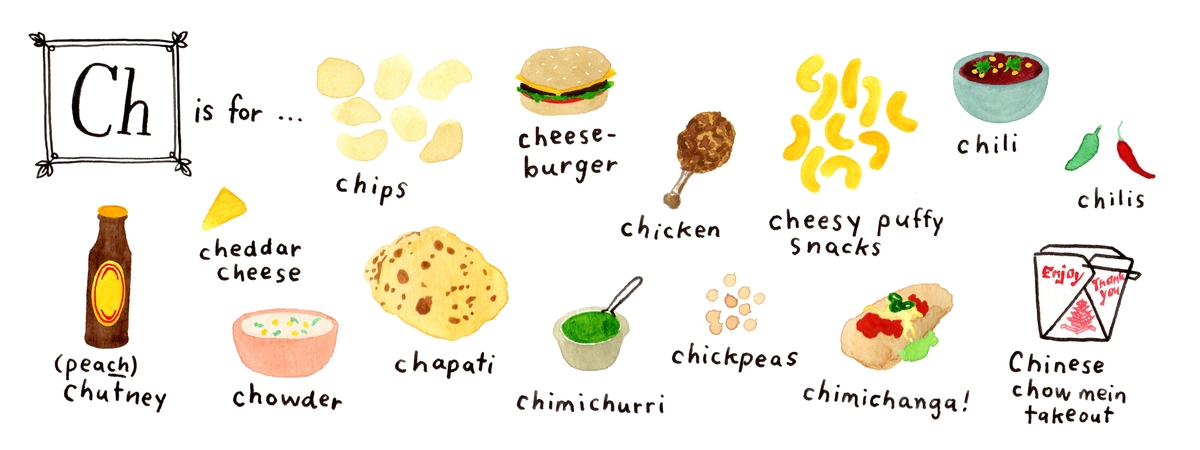 Ch is for chips, cheeseburger, chicken... by Lena Umezawa