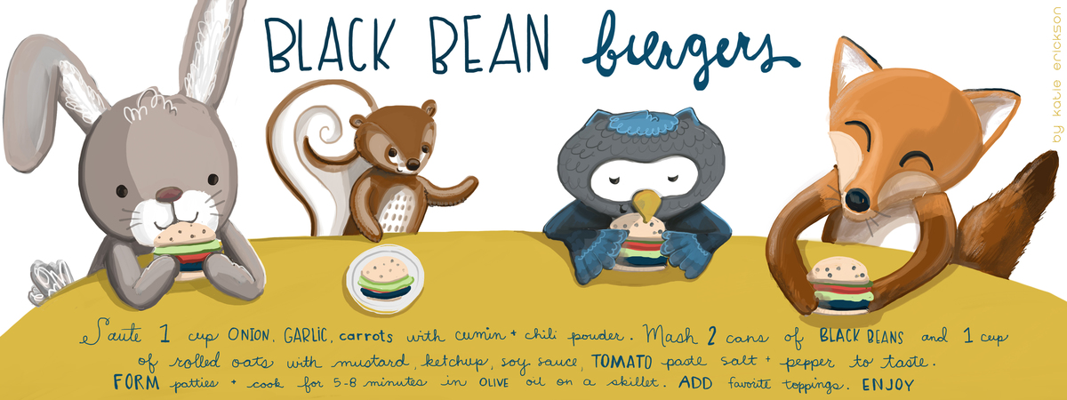 Best Black Bean Burger Bash by Art by Katie Erickson Katie erickson art recipe black bean burger