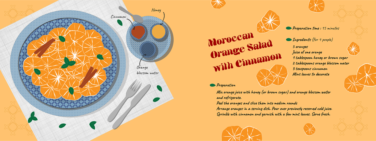 Moroccan Orange Salad with Cinnamon and orange blossom water by Nada Yazidi