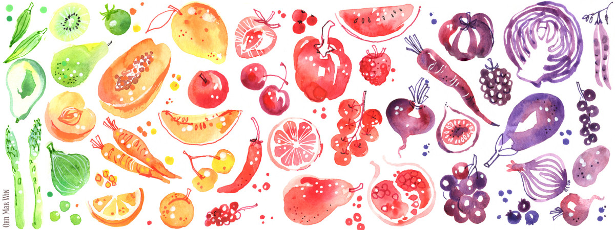 Almost Rainbow Fruit and Vegetables by Ohn Mar Win