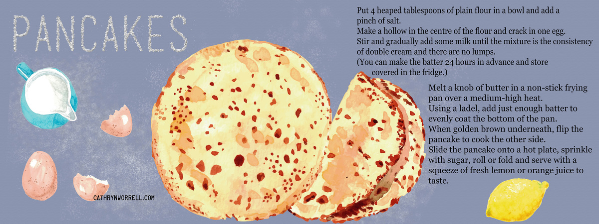 Pancakes by Cathryn Worrell Pancakes illustrated recipe