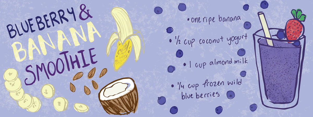 Blueberry and Banana Smoothie by Kellie Jayne Illustration Smoothie illustrated recipe 01