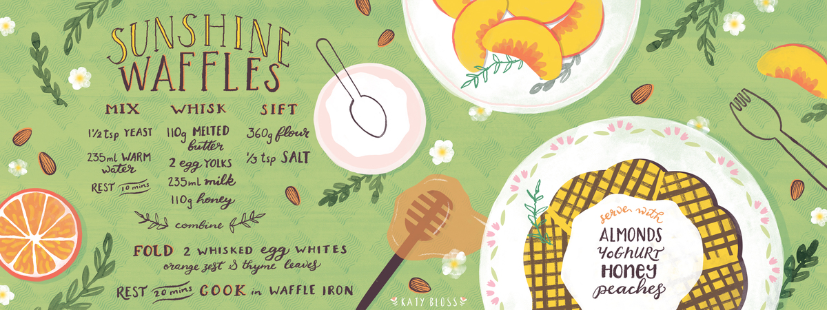 Sunshine Waffles by Katy Bloss Katy bloss tdac sunshine waffles recipe 5000x1875
