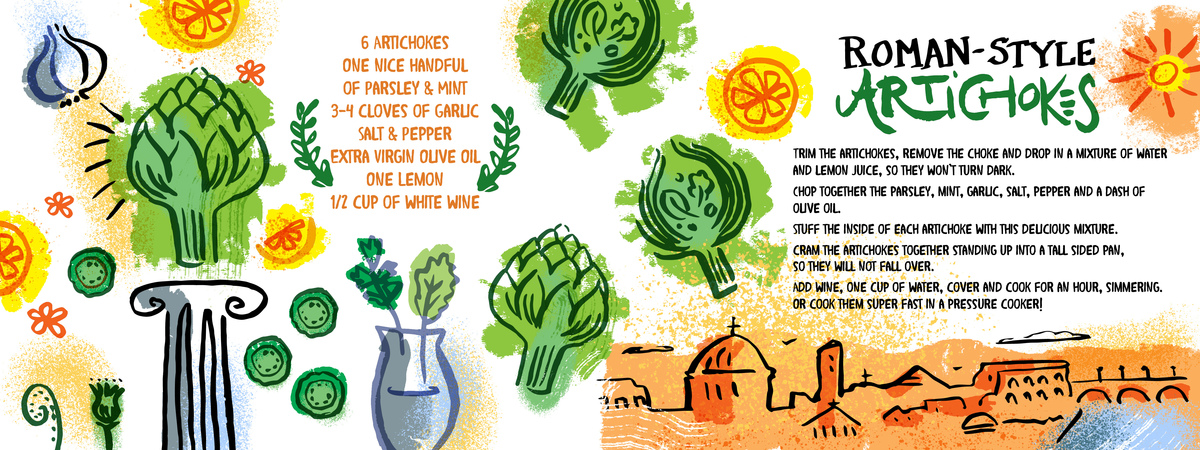 Roman Style Artichokes by Leticia Plate