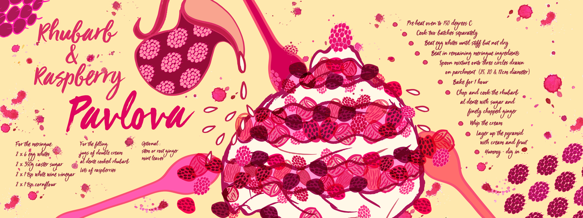 Rhubarb and Raspberry Pavlova by Jill O'Connor