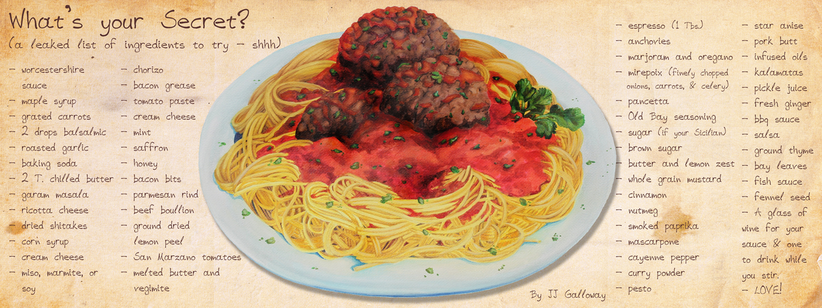 Italian Sauce Secret Ingredients by JJ Galloway Spagwmeatballs tdac