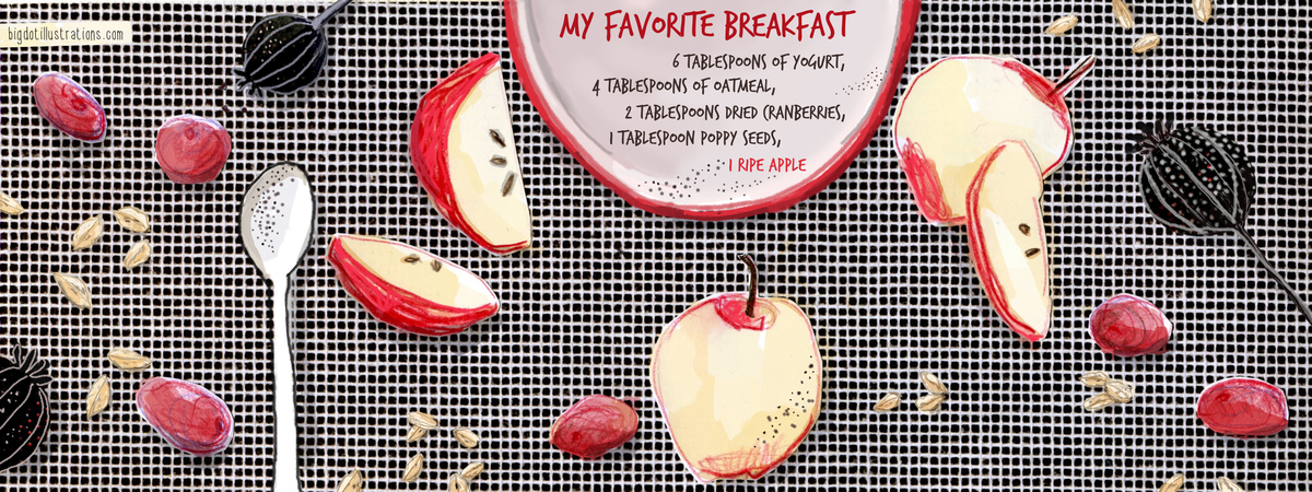 Oatmeal with cranberries and poppy seeds by Bigdotillustrations