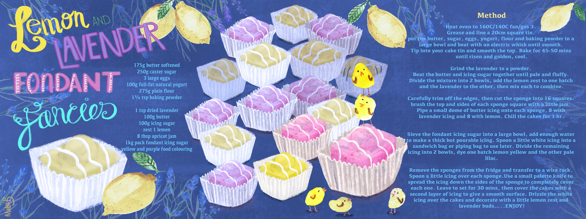 Lemon and Lavender Fondant Fancies by michelle kral