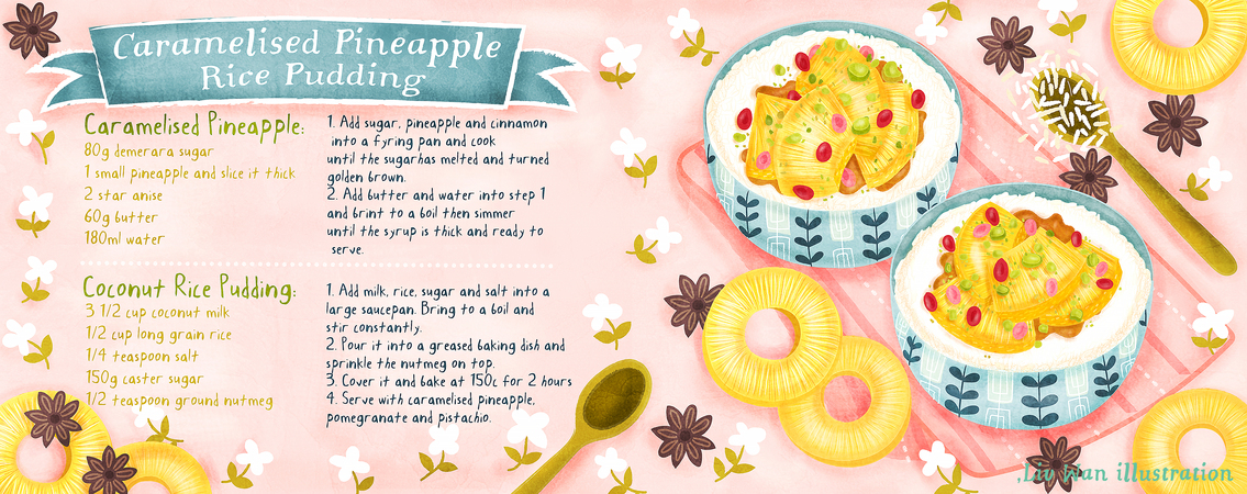 Caramelised Pineapple Rice Pudding by Liv Wan