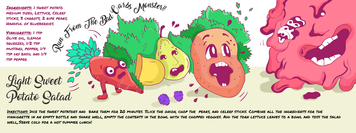 run away from the carbs monster salad by Jamini jam