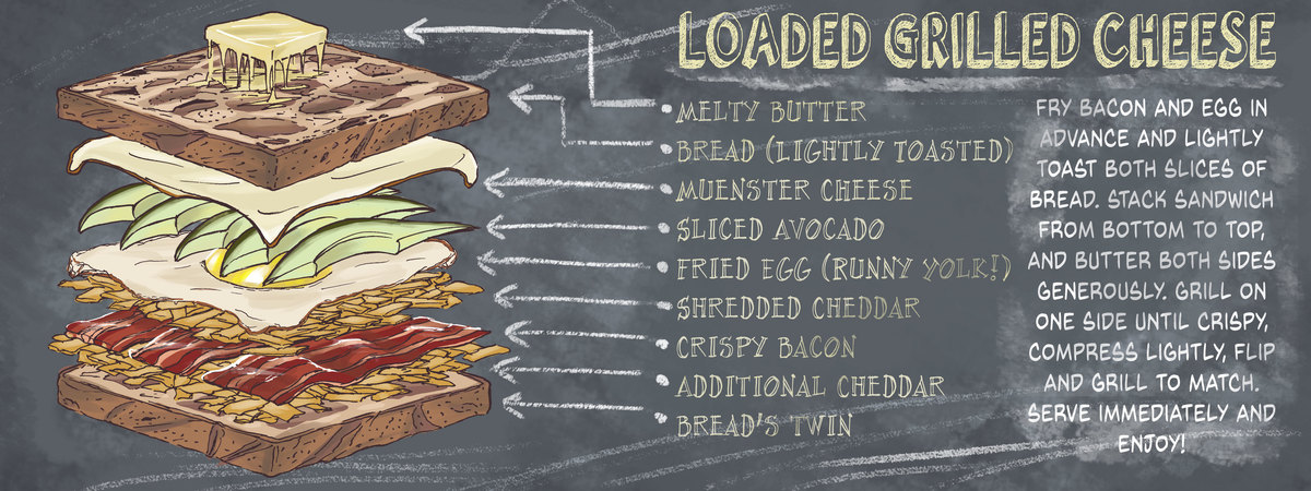 Loaded Avocado Bacon and Egg Grilled Cheese by Timothy James