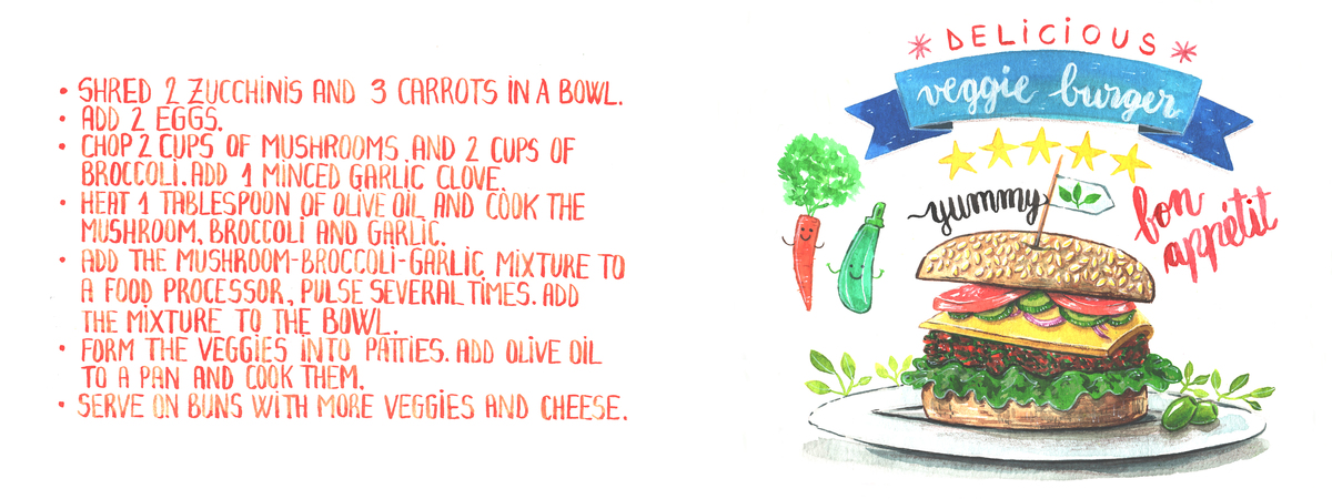 Delicious Veggie Burgers by Jean Balogh They draw and cook jean balogh illustration